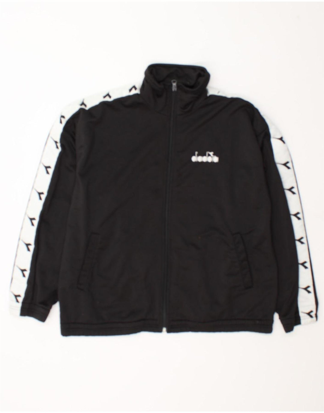 Diadora Mens Graphic Chándal Top Chaqueta UK 38 Medium Negro Colorblock