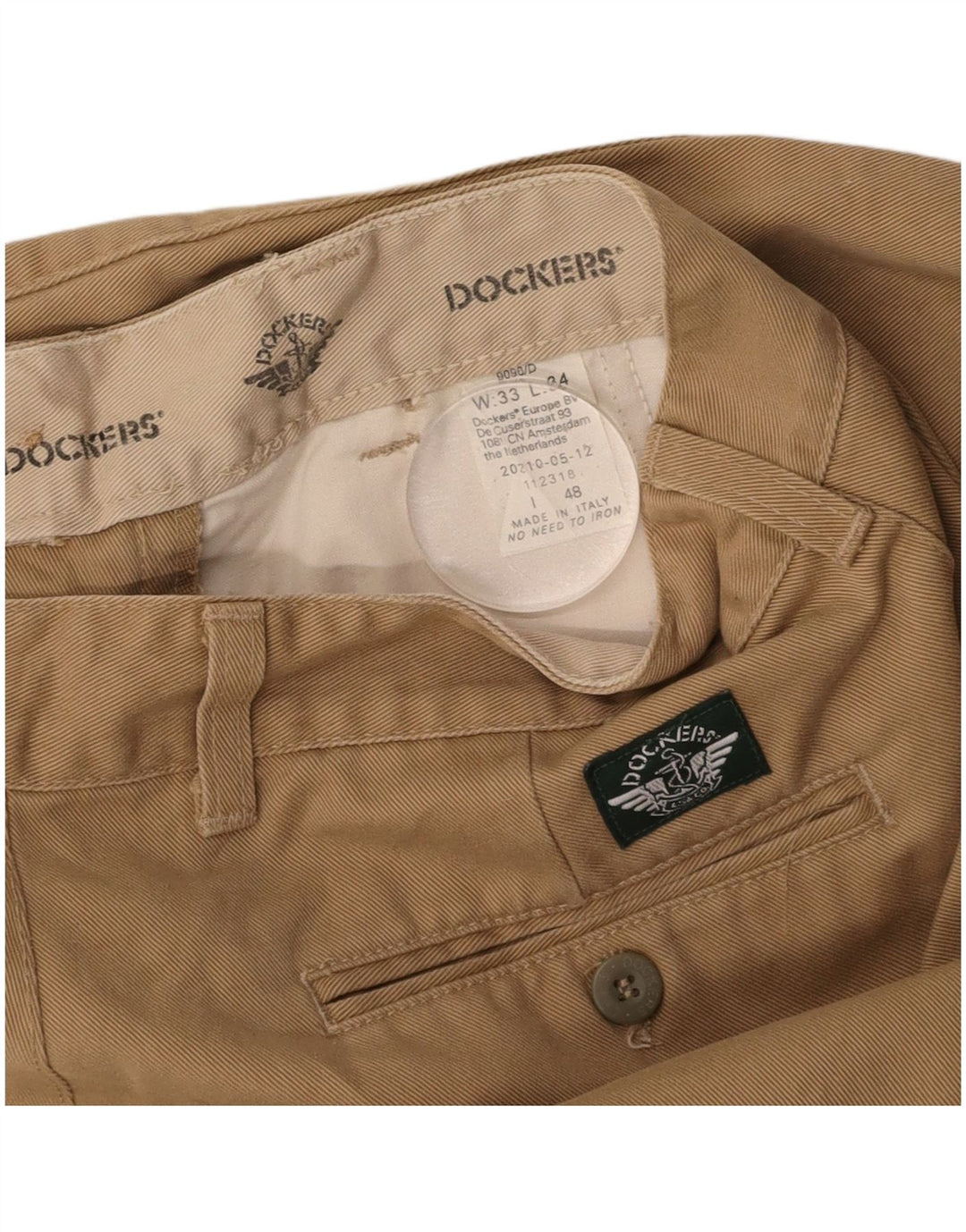 DOCKERS Mens Straight Chino Trousers W33 L34 Beige