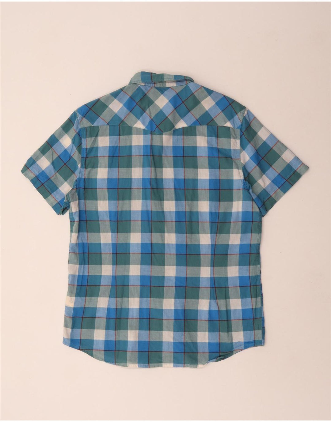 Camisa ajustada de manga corta para hombre Lee de algodón a cuadros azules grandes
