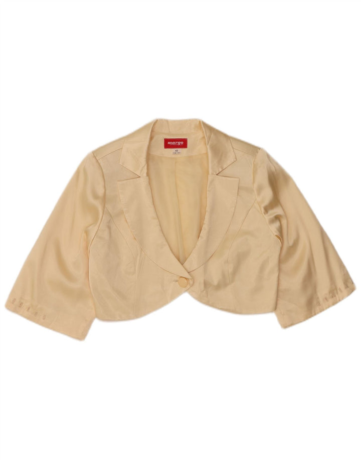 Vintage Mujer 1/2 Manga Bolero Top IT 42 Medio Blanco Apagado