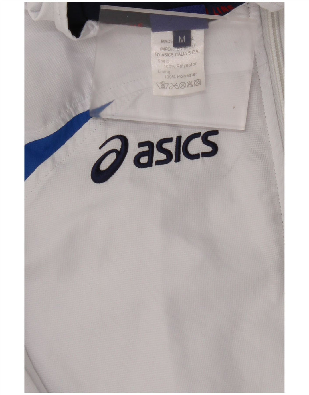 ASICS - Chaqueta de chándal para hombre, color blanco medio, poliéster con bloques de color