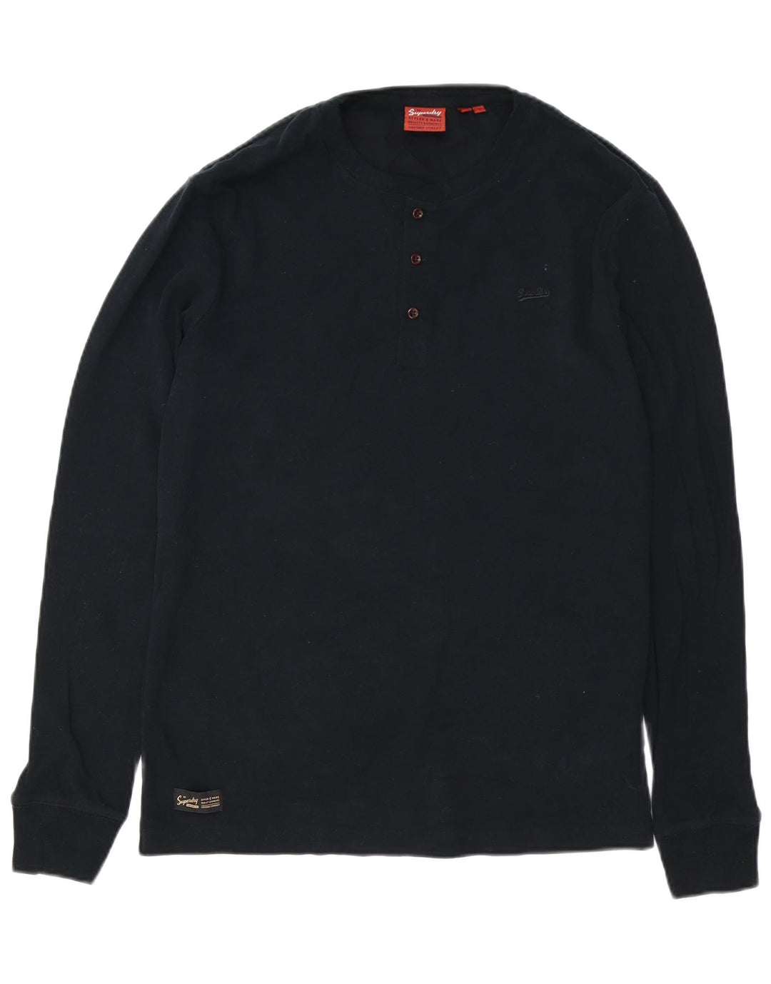 Superdry Hombre Top Manga Larga Grande Algodón Negro