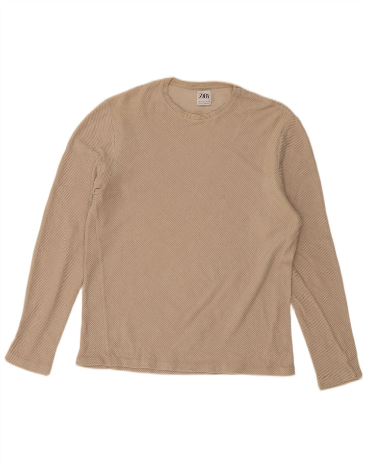 ZARA Hombre Top Manga Larga Large Beige