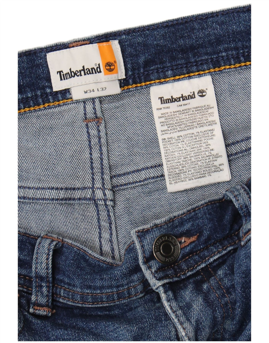 Timberland Jeans rectos para hombre W34 L32 Algodón azul