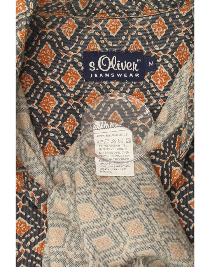 S.OLIVER Mens Shirt Medium Grey Floral Cotton Vintage S.Oliver and Second-Hand S.Oliver from Messina Hembry 