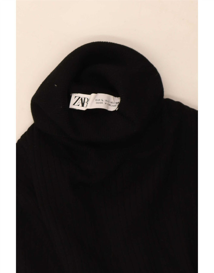 Zara - Jersey corto con cuello vuelto para mujer, talla 40, color negro