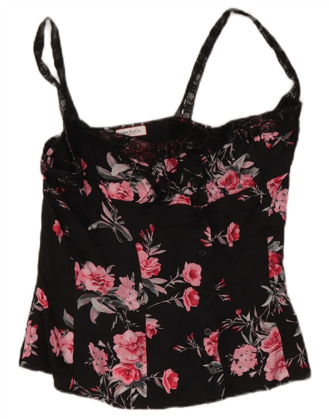 Max & Co. Top corsé para mujer Reino Unido 40 Mediano Negro Floral
