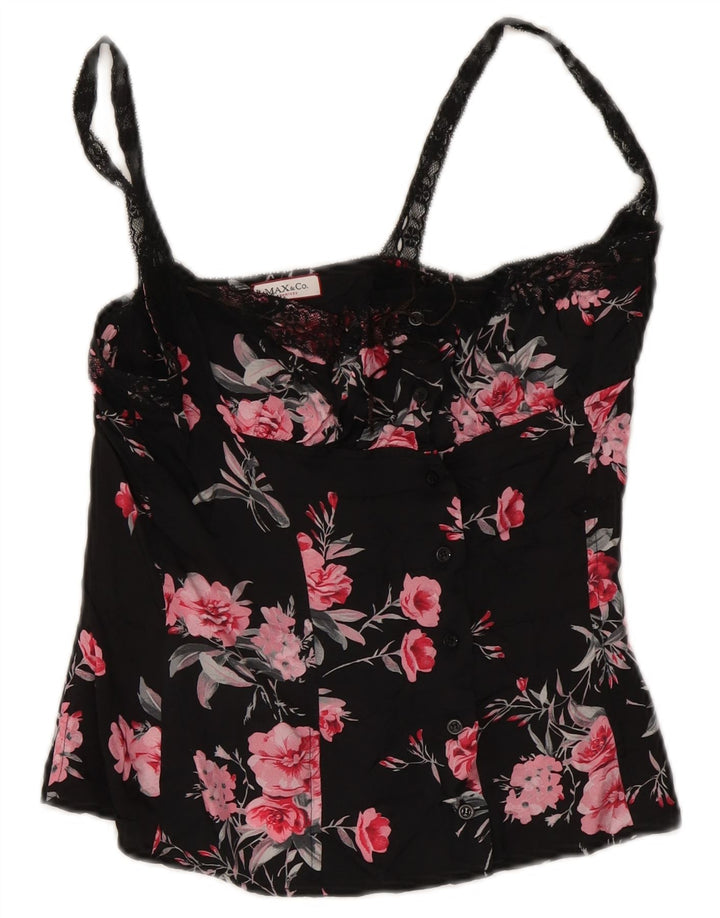 Max & Co. Top corsé para mujer Reino Unido 40 Mediano Negro Floral