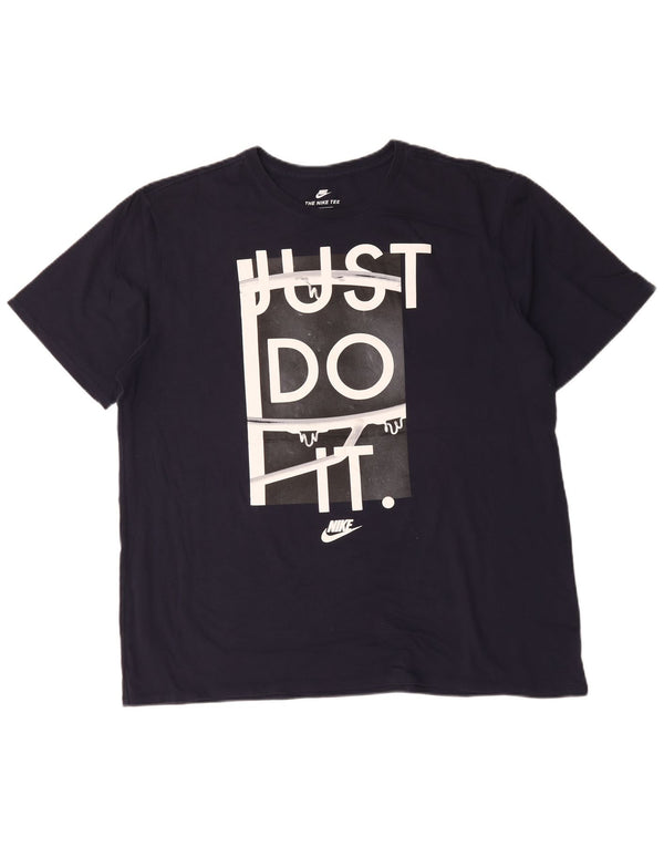 Nike Camiseta gráfica de corte atlético para hombre, talla 2XL, algodón azul marino