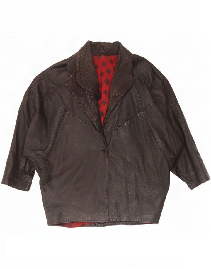 Vintage mujer chaqueta de cuero de gran tamaño Reino Unido 10 pequeño negro
