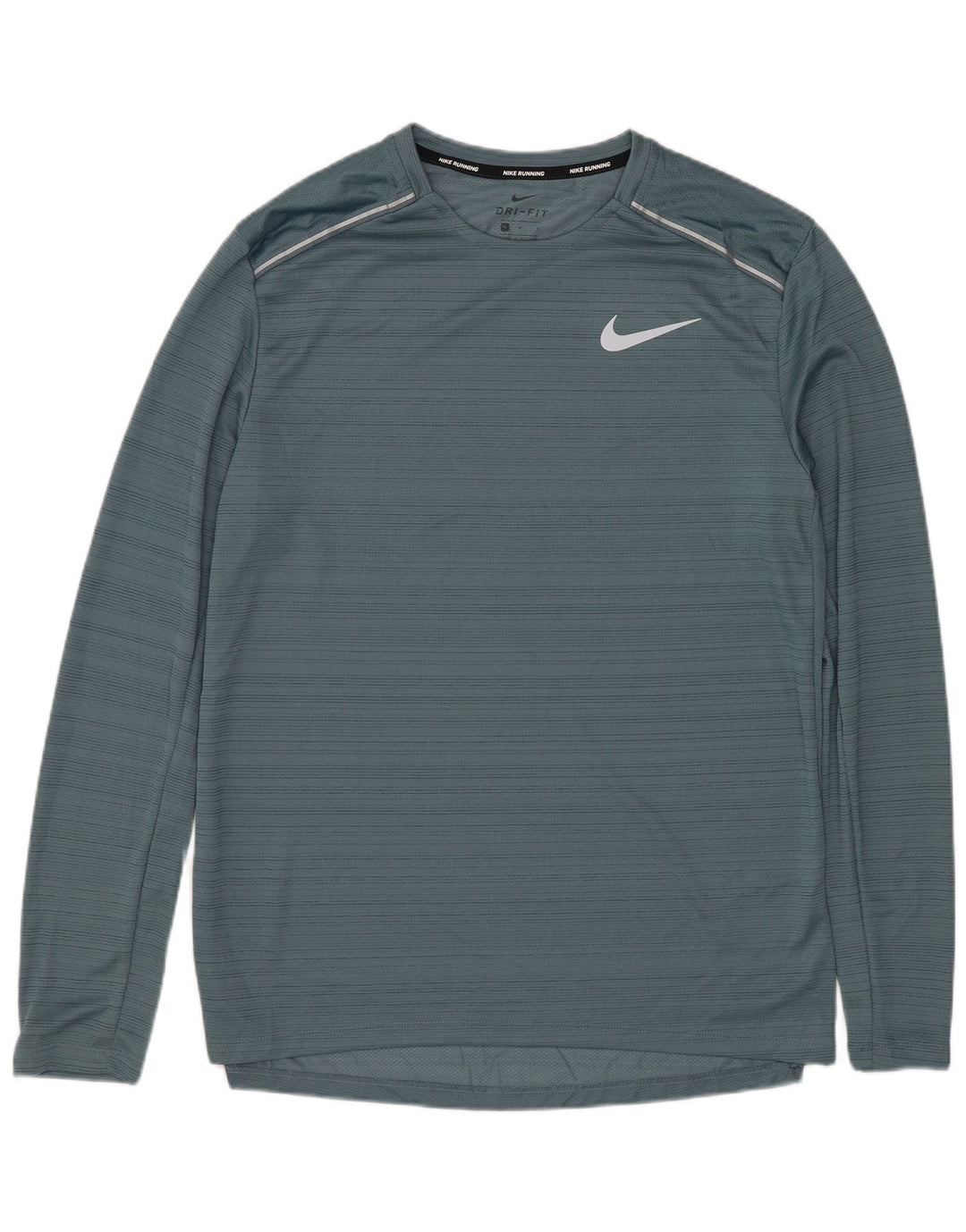 NIKE Camiseta Dri Fit para hombre de manga larga de poliéster a rayas azul medio