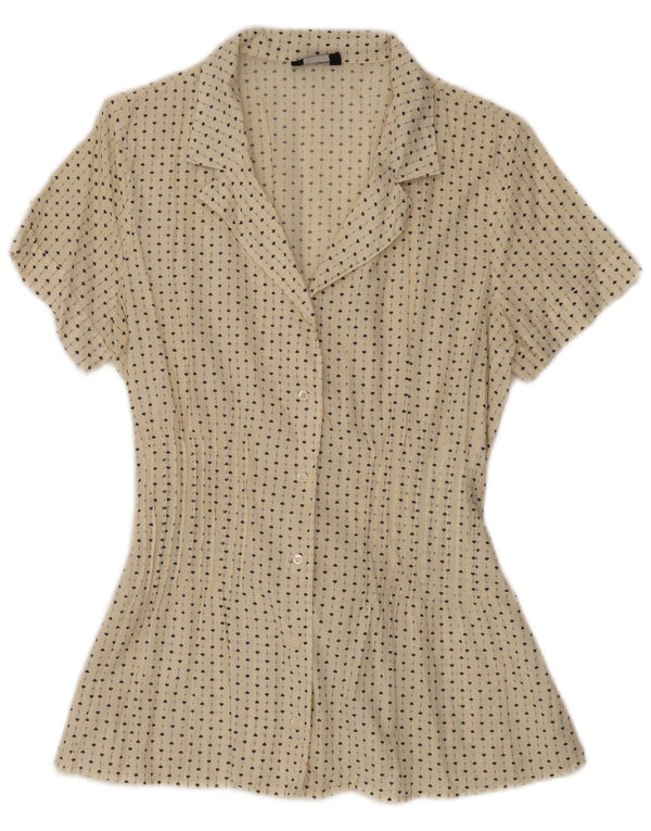 Max & Co. Blusa camisera de manga corta para mujer UK 44 Large Off White Pinstripe