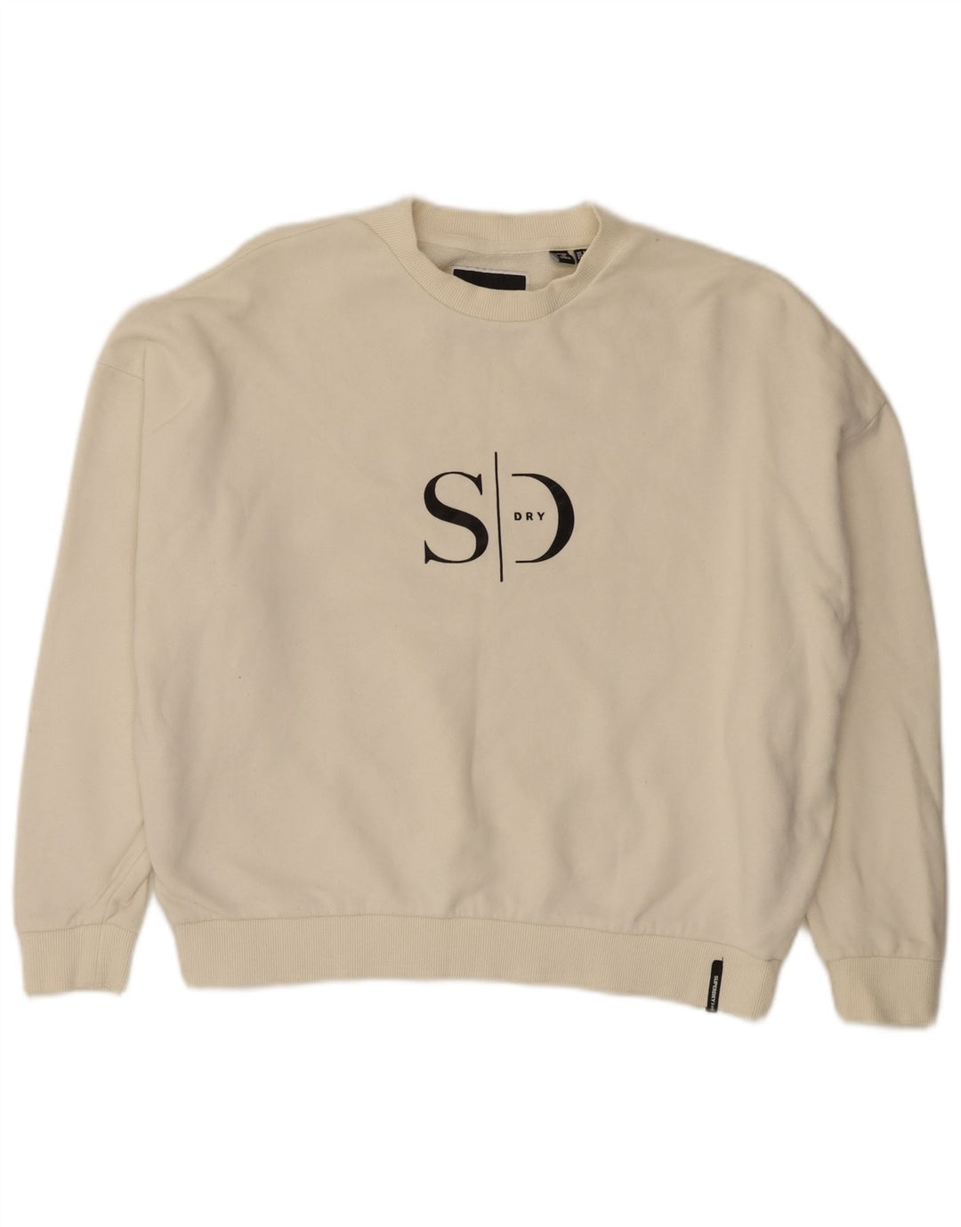 Superdry Mujer Oversize Crop Sudadera Jumper UK 8 Small Off White