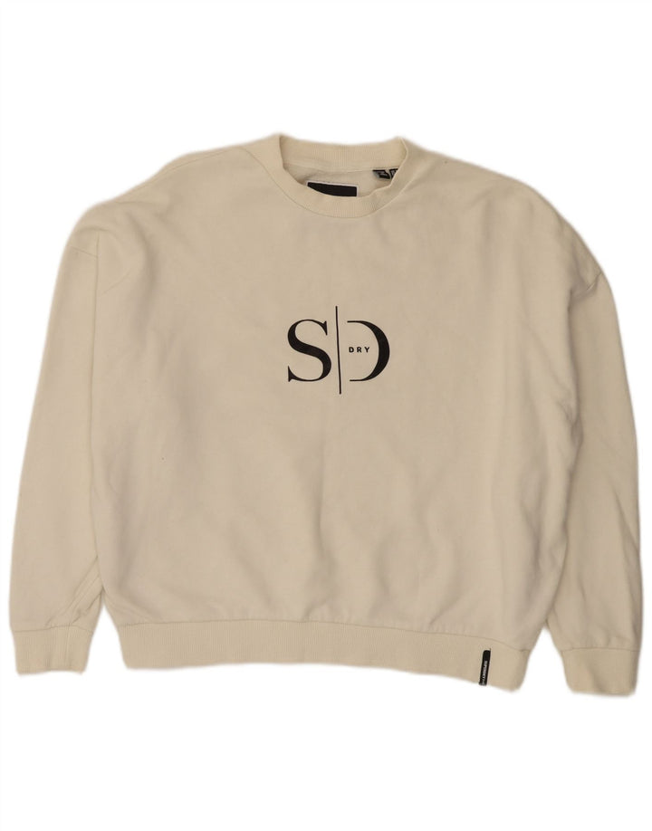 Superdry Mujer Oversize Crop Sudadera Jumper UK 8 Small Off White