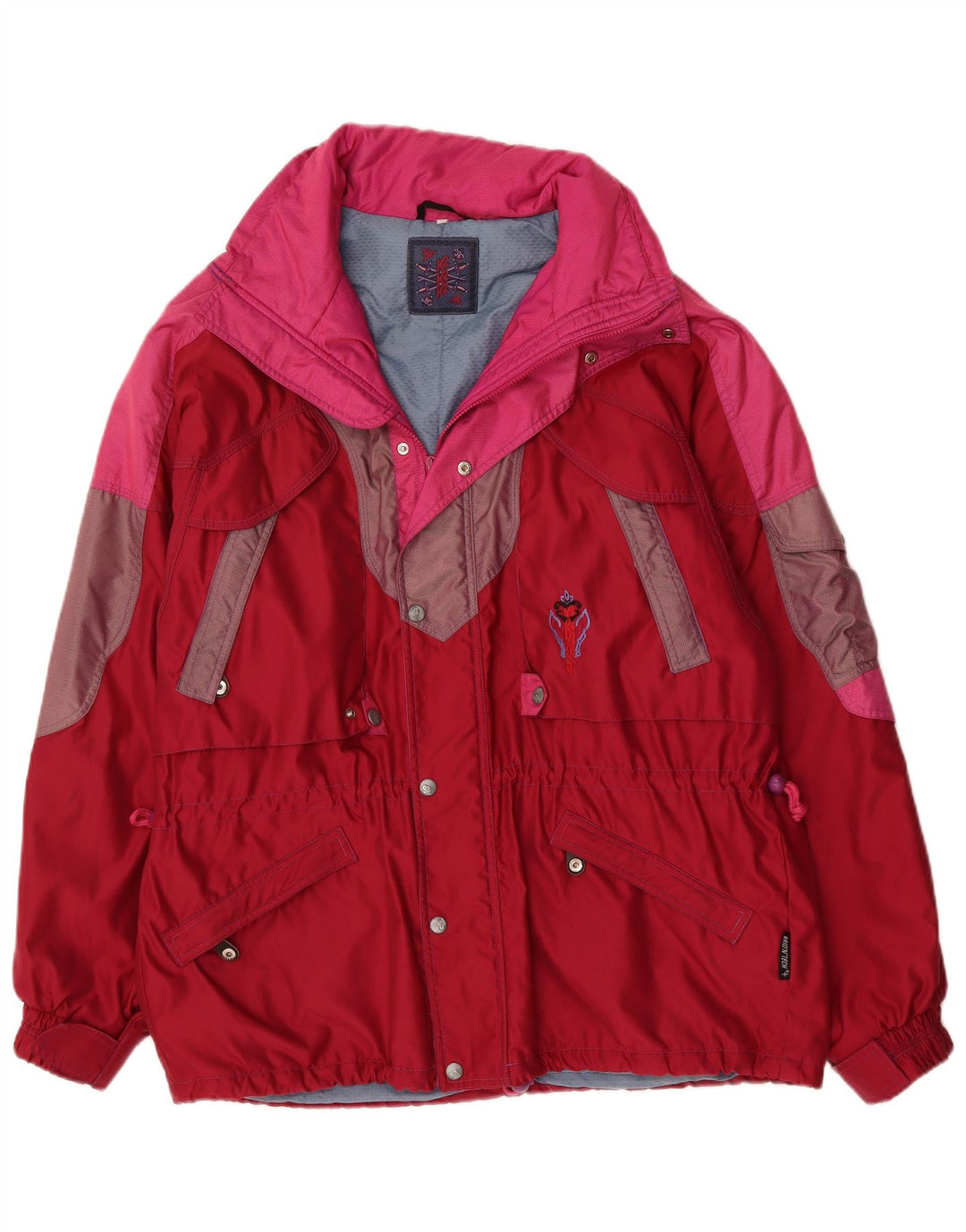 VINTAGE Chaqueta de esquí para hombre Reino Unido 44 2XL Rojo Colorblock