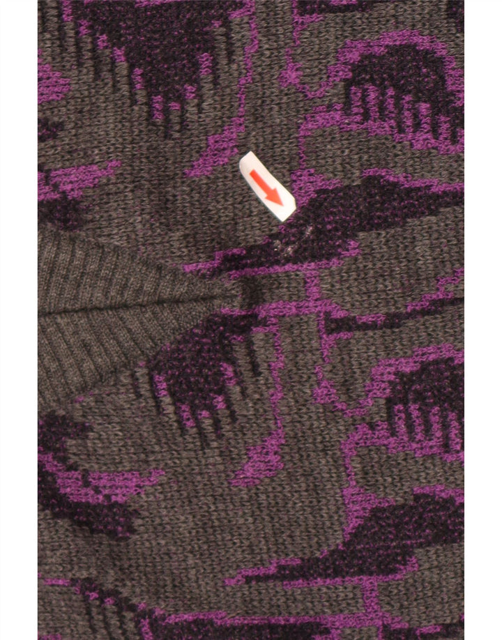 Rasica - Jersey con cuello en V para mujer, diseño abstracto, talla 40, color gris