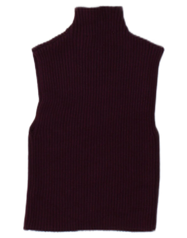 Zara Mujer Crop Vest Top UK 10 Small Borgoña Viscosa