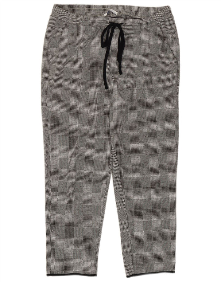 Zara Mujer Crop Chándal Pantalones UK 42 Medium Grey Houndstooth