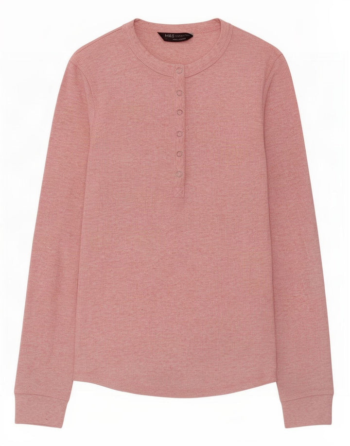 Marks & Spencer Top para mujer de manga larga UK 8 Pequeño poliéster moteado rosa