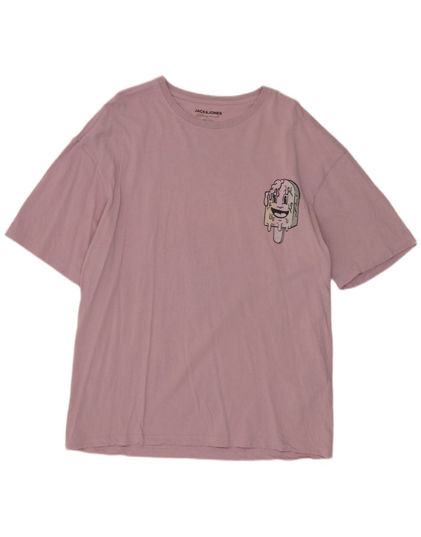 Jack & Jones - Camiseta gráfica para hombre, talla grande, algodón rosa