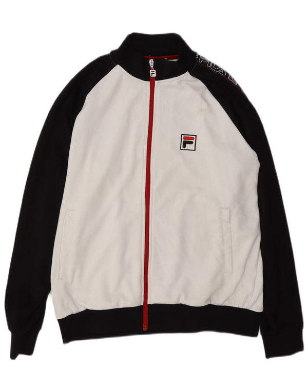 Fila Mens Graphic Chándal Top Chaqueta Pequeña Poliéster Color Block Blanco