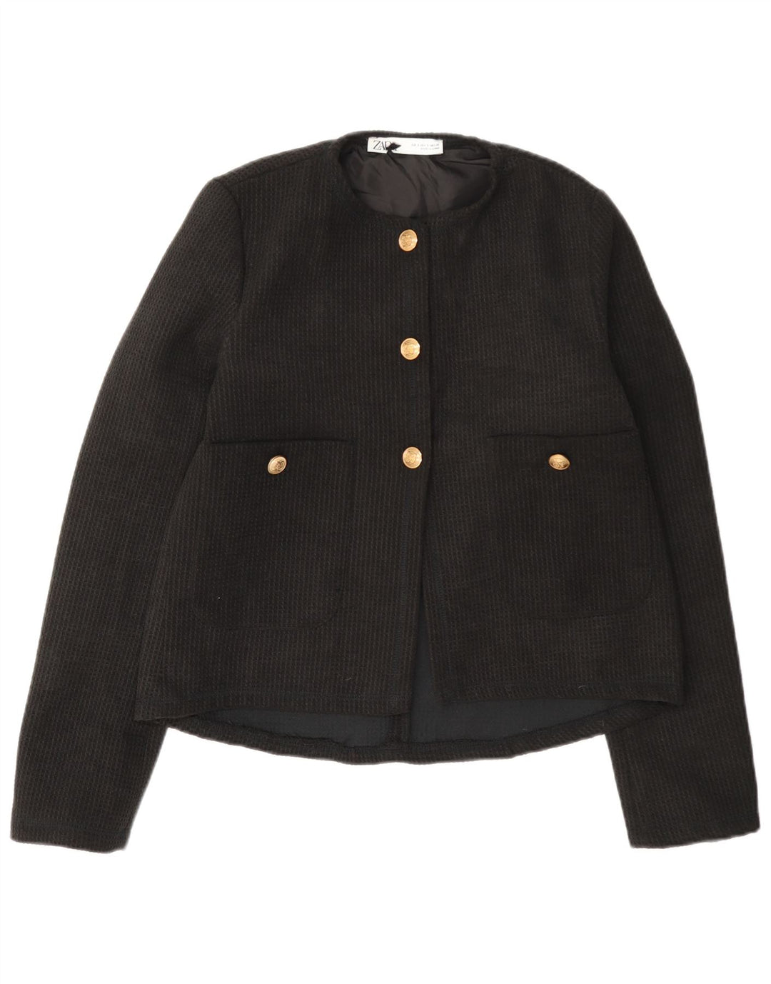 Zara Chaqueta Blazer De 3 Botones para Mujer UK 10 Small Black