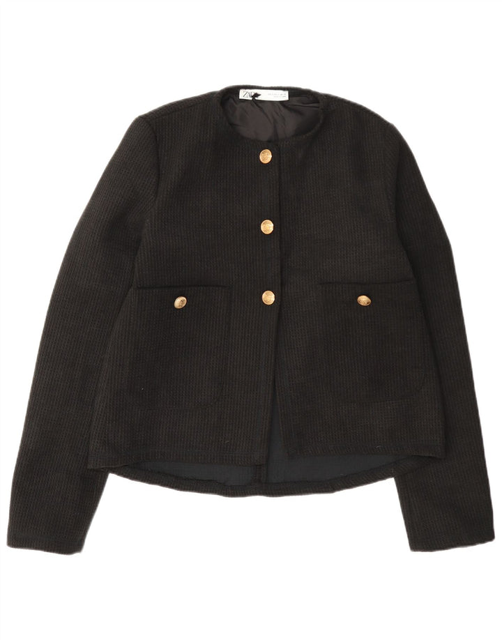 Zara Chaqueta Blazer De 3 Botones para Mujer UK 10 Small Black