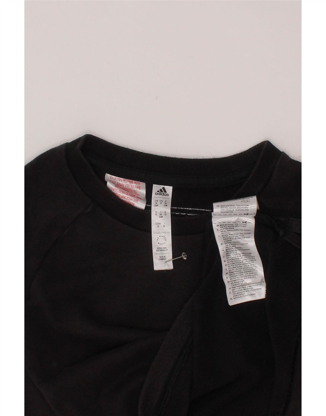 ADIDAS Sudadera Bebé Niño 18-24 Meses Algodón Negro