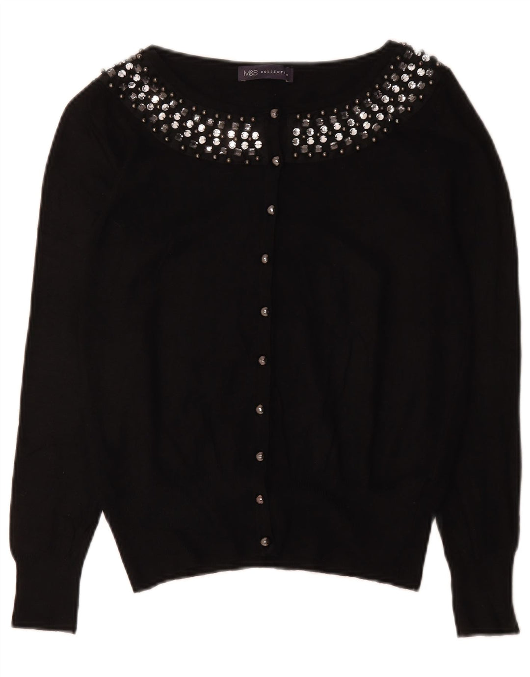 Marks & Spencer - Cárdigan para mujer, talla 40, algodón negro mediano