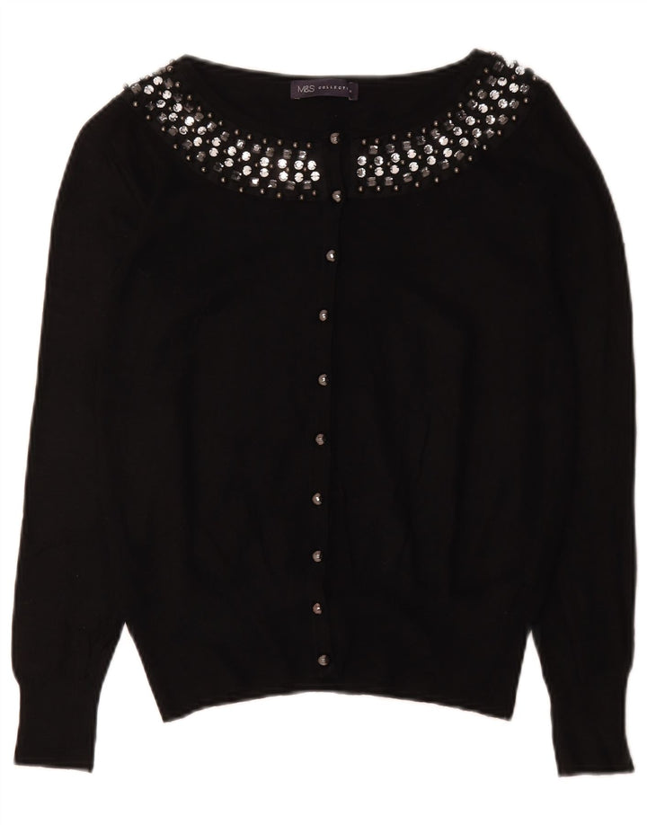 Marks & Spencer - Cárdigan para mujer, talla 40, algodón negro mediano