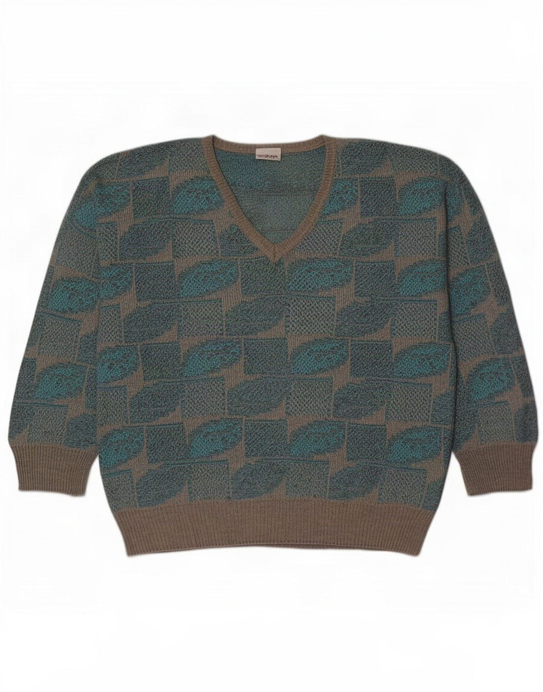 Fiume Jersey Con Cuello En V IT 50 Medium Blue Geométrico Hombre