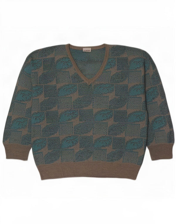 Fiume Jersey Con Cuello En V IT 50 Medium Blue Geométrico Hombre