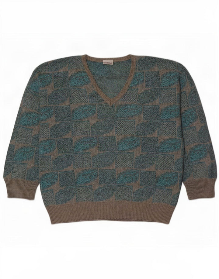 Fiume Jersey Con Cuello En V IT 50 Medium Blue Geométrico Hombre
