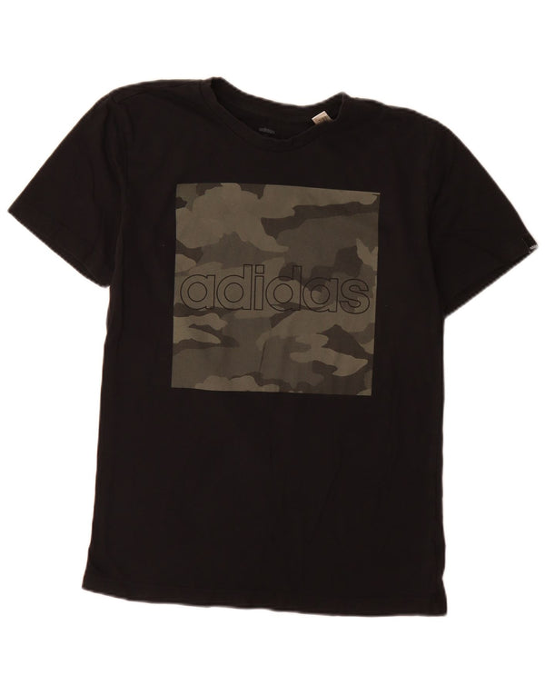 Adidas - Camiseta gráfica para hombre, talla pequeña, algodón de camuflaje negro