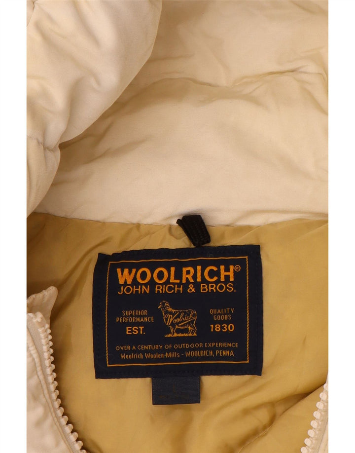 Woolrich Chaqueta acolchada con capucha para hombre UK 40 Large Off White Cotton