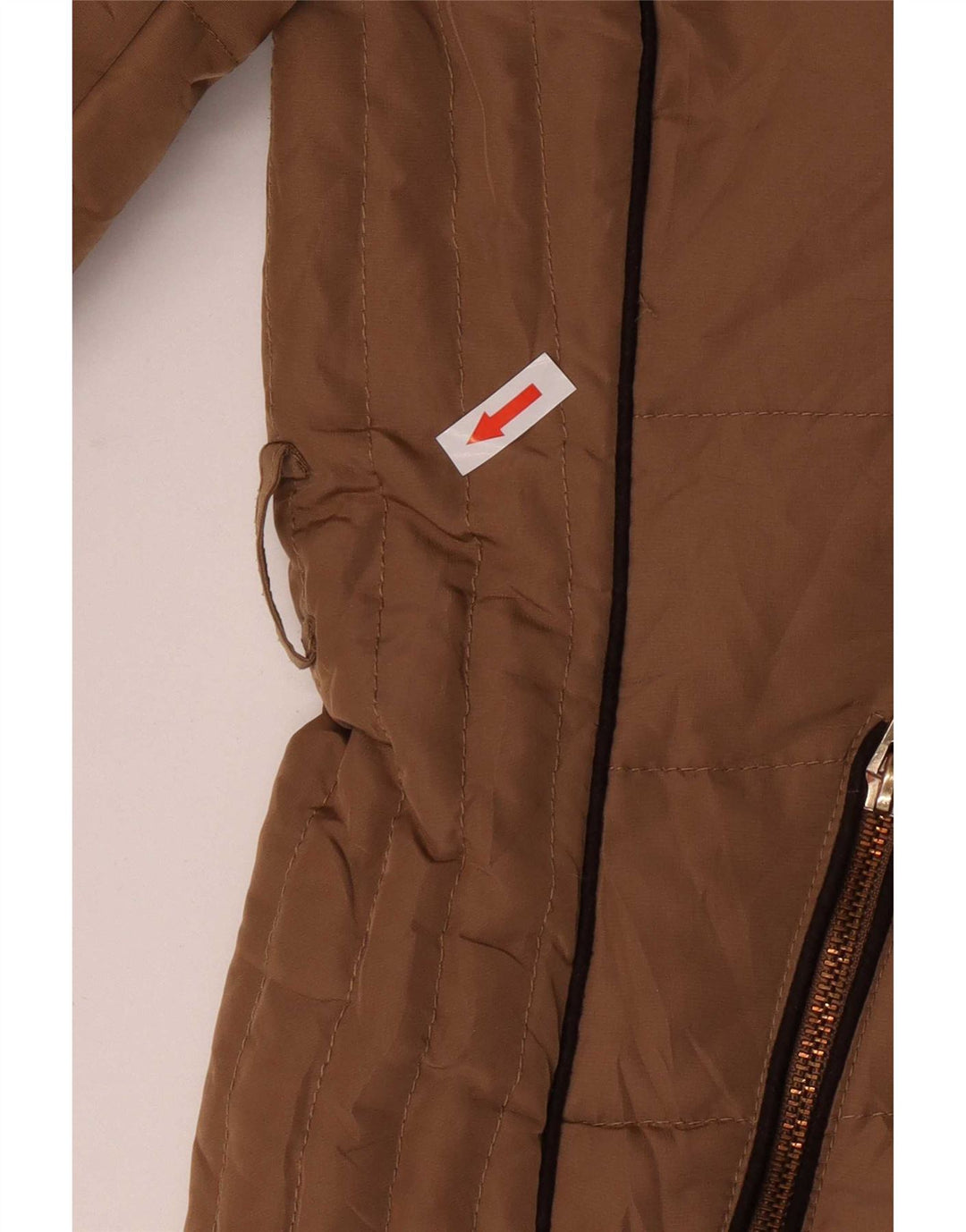 Zara Mujer Chaqueta Acolchada Con Capucha UK 44 Poliéster Beige Medio