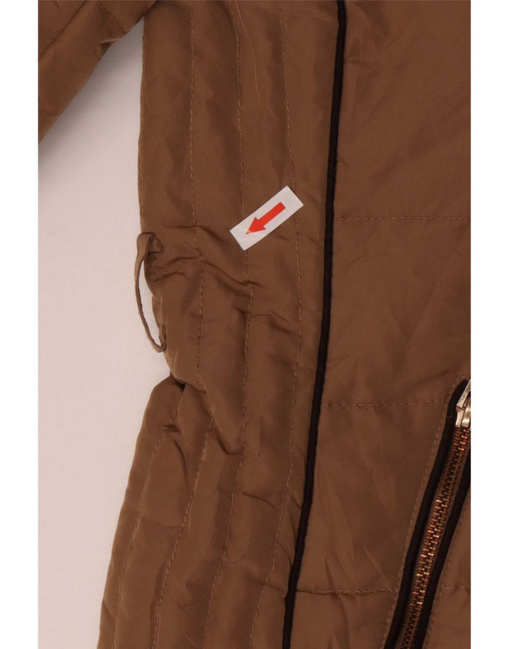 Zara Mujer Chaqueta Acolchada Con Capucha UK 44 Poliéster Beige Medio