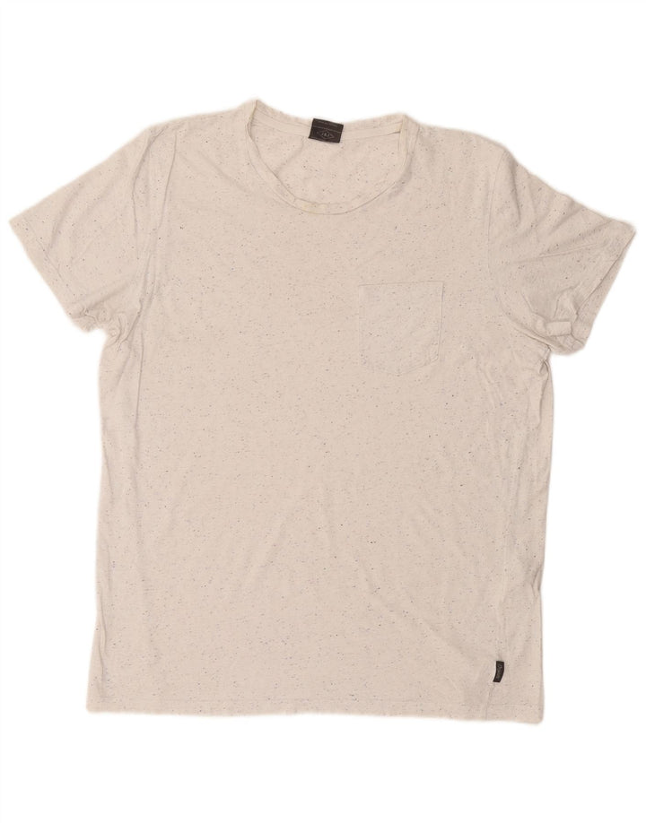 Jack & Jones - Camiseta para hombre, talla grande, algodón moteado blanco