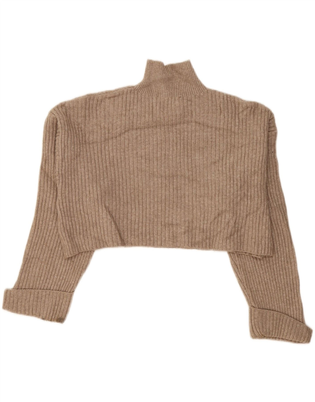 Zara Mujer Crop Oversize Cuello Alto Jersey Jersey UK 40 Medio Beige