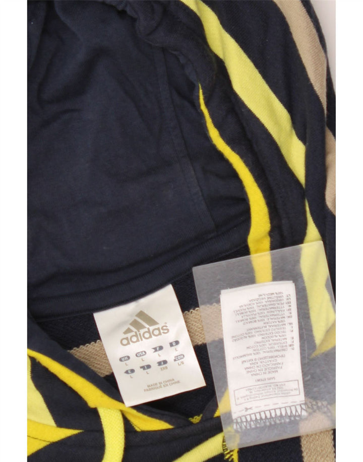 ADIDAS Jersey con capucha para hombre, tamaño grande, algodón a rayas multicolor
