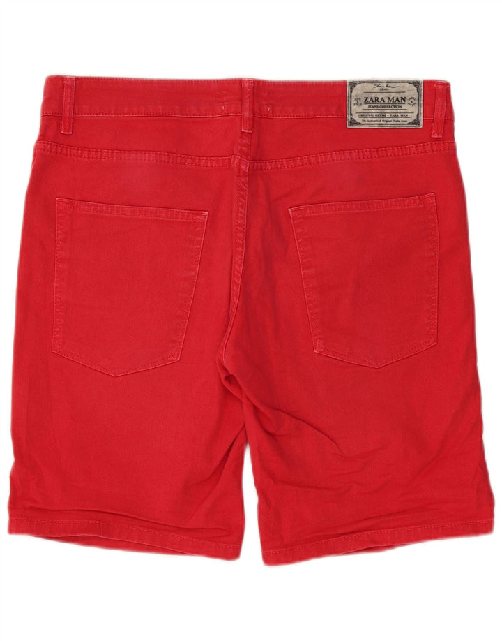 ZARA Pantalones cortos de mezclilla para hombre EU 44 Large W34 Rojo
