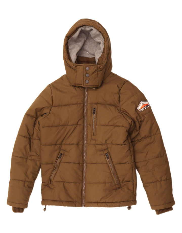 Superdry Chaqueta acolchada con capucha para hombre ES 38 Poliéster caqui medio