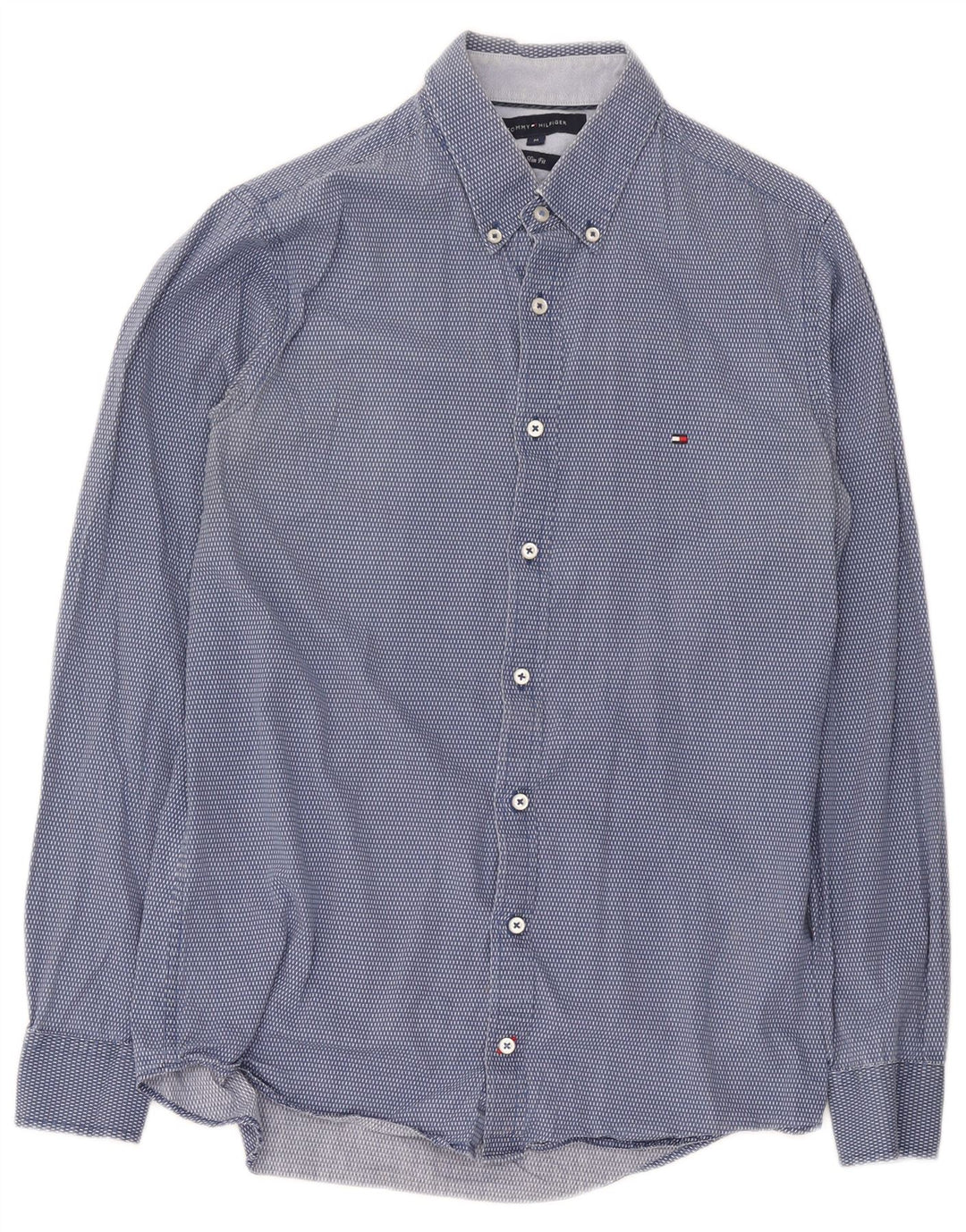 Tommy Hilfiger Camisa Slim Fit De Algodón Con Manchas Azul Medio