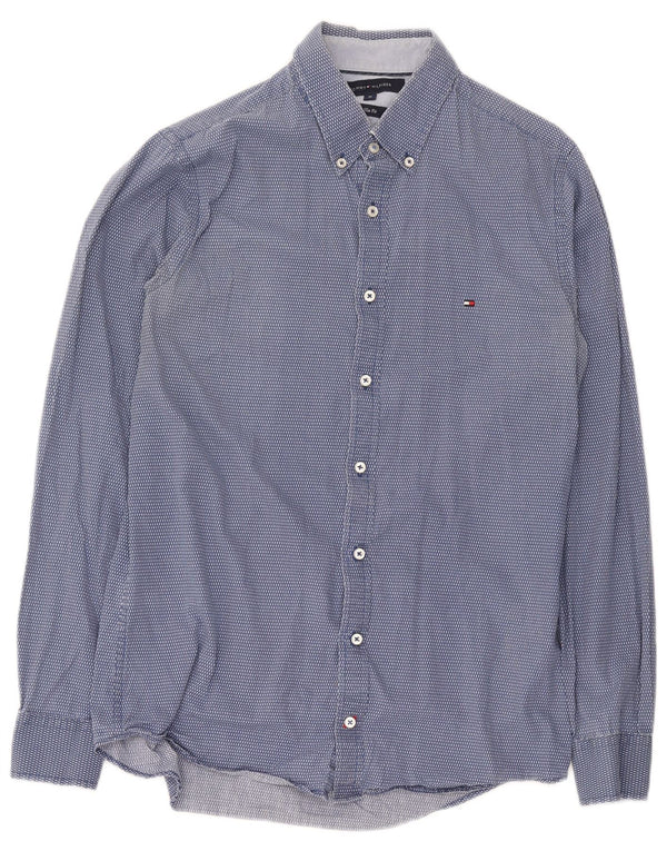 Tommy Hilfiger Camisa Slim Fit De Algodón Con Manchas Azul Medio