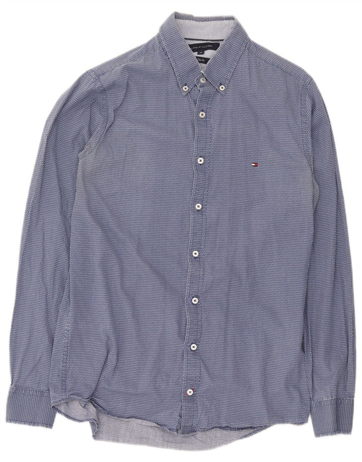 Tommy Hilfiger Camisa Slim Fit De Algodón Con Manchas Azul Medio