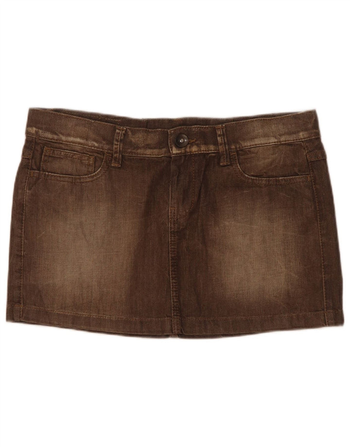 Benetton Minifalda Vaquera De Talle Bajo W31 Marrón Medio