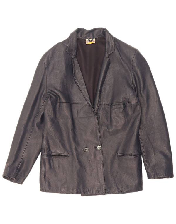 Broadway Chaqueta Blazer de Cuero con Doble Botonadura para Mujer UK 10 Small Azul Marino
