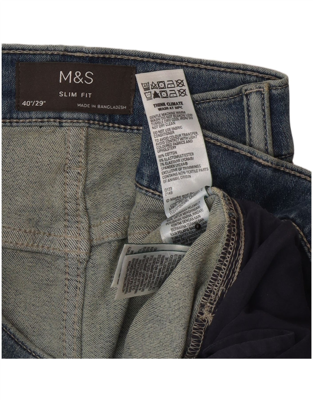 Marks & Spencer Jeans ajustados para hombre W40 L29 Algodón azul