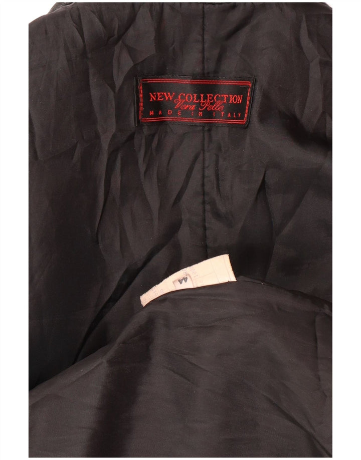 NUEVA COLECCIÓN Abrigo de Piel Mujer IT 44 Medio Cuero Negro