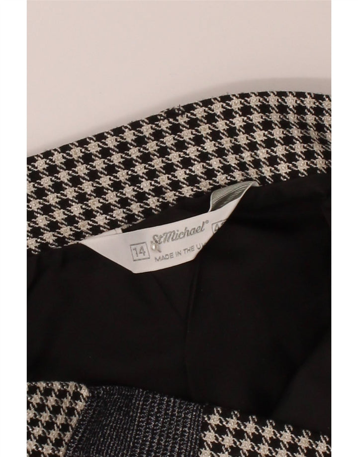 ST MICHAEL Womens Pencil Skirt UK 14 Large W32  Black Houndstooth Vintage St Michael and Second-Hand St Michael from Messina Hembry 